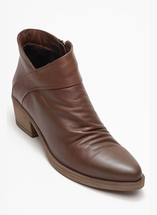 RULE Kahverengi Hakiki Deri Kadın Kalın Topuklu Bot - Görsel 4