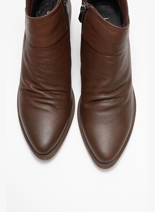 RULE Kahverengi Hakiki Deri Kadın Kalın Topuklu Bot - Görsel 3