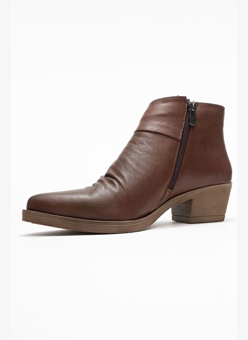 RULE Kahverengi Hakiki Deri Kadın Kalın Topuklu Bot - Görsel 5