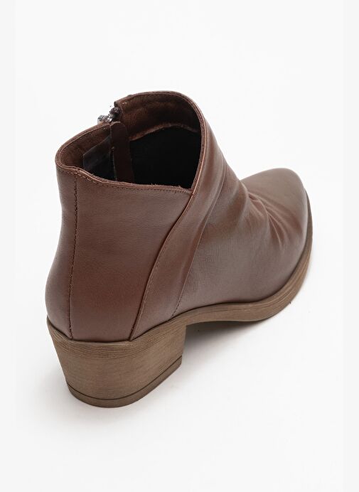 RULE Kahverengi Hakiki Deri Kadın Kalın Topuklu Bot - Görsel 6