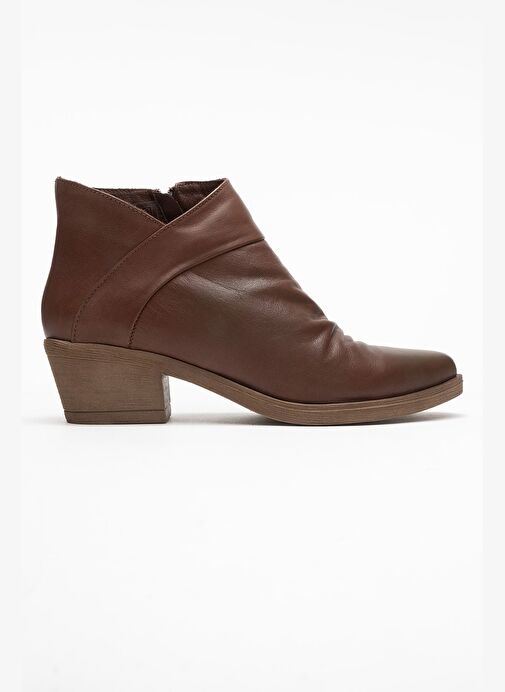 RULE Kahverengi Hakiki Deri Kadın Kalın Topuklu Bot - Görsel 7