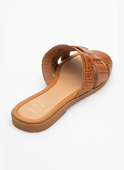 NOTRE Taba Baskı Hakiki Deri Kadın Terlik - Görsel 6