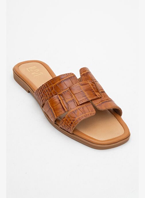 NOTRE Taba Baskı Hakiki Deri Kadın Terlik - Görsel 4