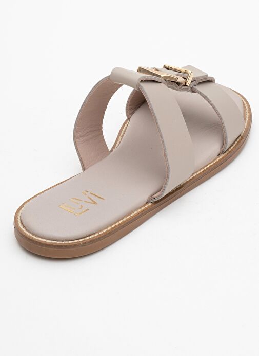 SVETA Taş Cilt Tokalı Hakiki Deri Kadın Terlik - Görsel 6