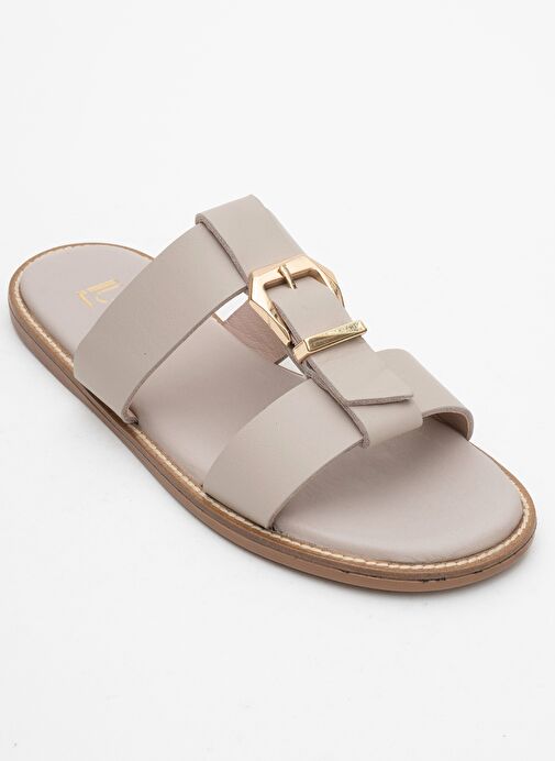 SVETA Taş Cilt Tokalı Hakiki Deri Kadın Terlik - Görsel 4