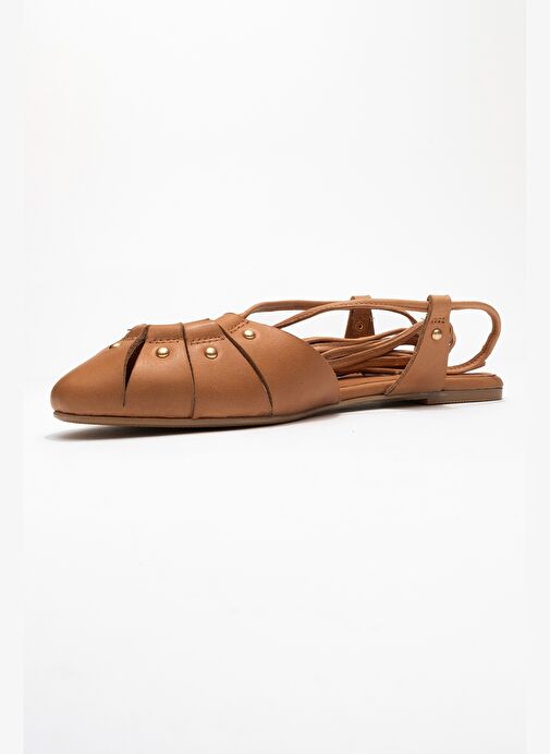 DARIA Taba Hakiki Deri Troklu Bilekten Bağcıklı Kadın Sandalet - Görsel 5