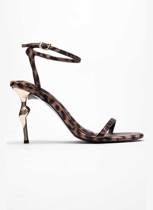 JASMİN Siyah Sarı Desenli Tek Bantlı Kadın Topuklu Ayakkabı - Görsel 7