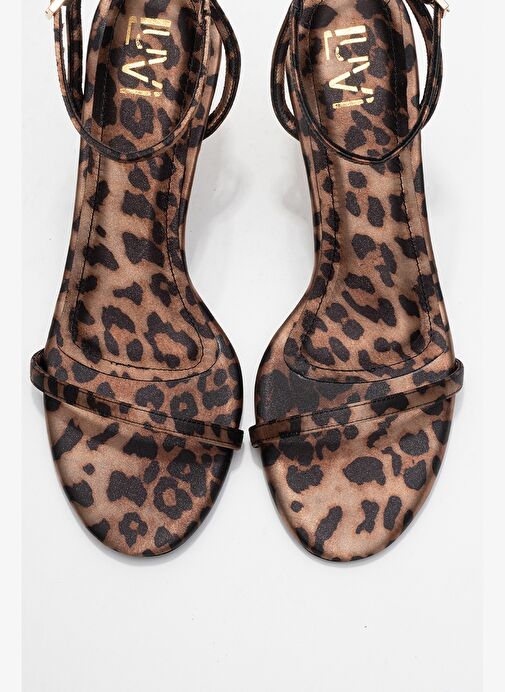 JASMİN Siyah Sarı Desenli Tek Bantlı Kadın Topuklu Ayakkabı - Görsel 3