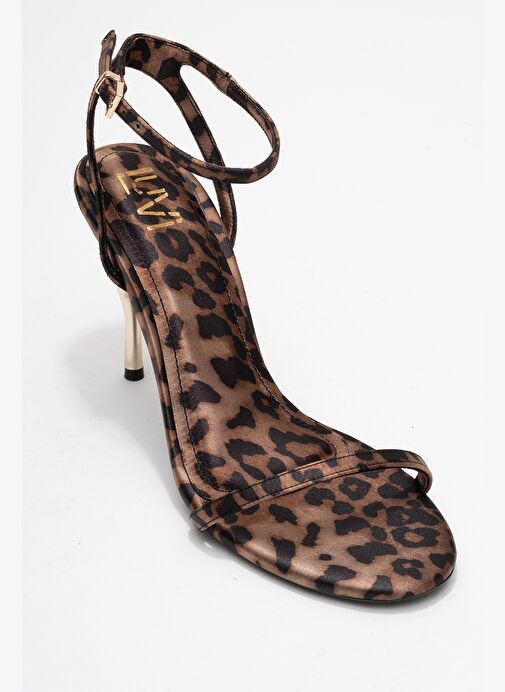 JASMİN Siyah Sarı Desenli Tek Bantlı Kadın Topuklu Ayakkabı - Görsel 4