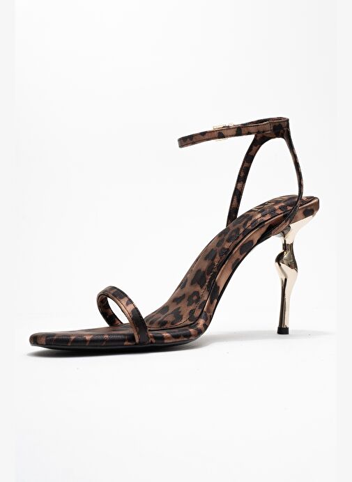 JASMİN Siyah Sarı Desenli Tek Bantlı Kadın Topuklu Ayakkabı - Görsel 5