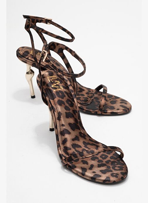 JASMİN Siyah Sarı Desenli Tek Bantlı Kadın Topuklu Ayakkabı - Görsel 2