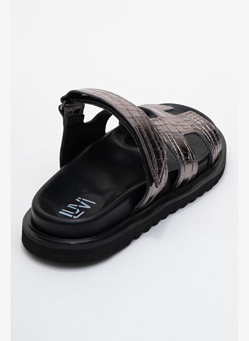 LOANA Platin Baskı Hakiki Deri Kadın Terlik - Görsel 6