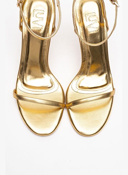 JASMİN Altın Cilt Tek Bantlı Kadın Topuklu Ayakkabı - Görsel 3