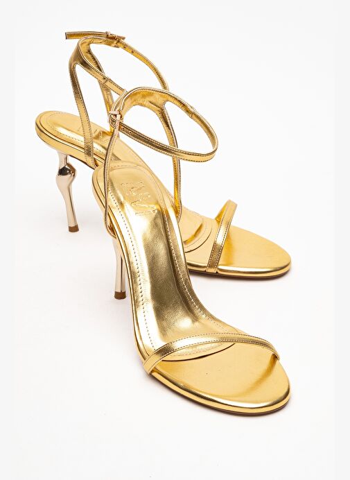 JASMİN Altın Cilt Tek Bantlı Kadın Topuklu Ayakkabı - Görsel 2