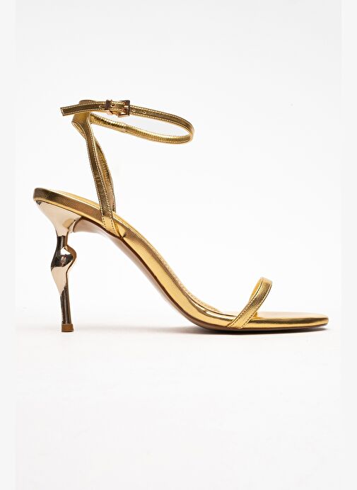 JASMİN Altın Cilt Tek Bantlı Kadın Topuklu Ayakkabı - Görsel 7
