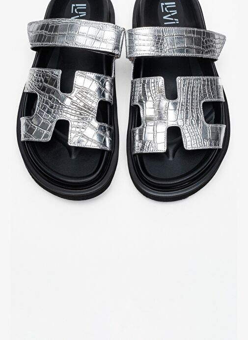 Luvi Shoes Luvi Shoes LOANA Gümüş Baskı Hakiki Deri Kadın Terlik Boyner'de! Gümüş - 3. görsel