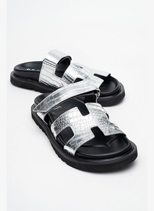 Luvi Shoes Luvi Shoes LOANA Gümüş Baskı Hakiki Deri Kadın Terlik Boyner'de! Gümüş - 2. görsel