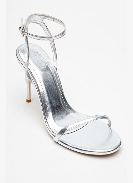 JASMİN Gümüş Cilt Tek Bantlı Kadın Topuklu Ayakkabı - Görsel 4