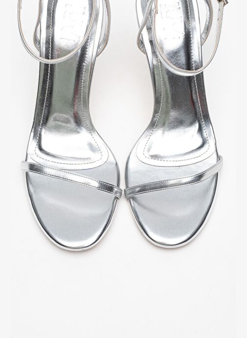 JASMİN Gümüş Cilt Tek Bantlı Kadın Topuklu Ayakkabı - Görsel 3