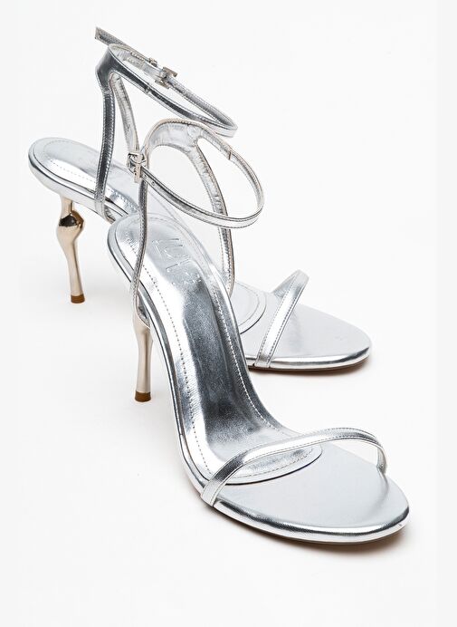 JASMİN Gümüş Cilt Tek Bantlı Kadın Topuklu Ayakkabı - Görsel 2
