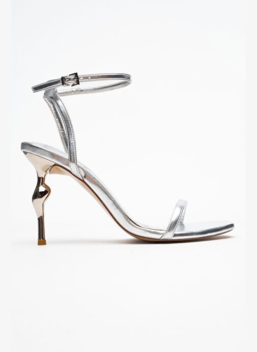 JASMİN Gümüş Cilt Tek Bantlı Kadın Topuklu Ayakkabı - Görsel 7