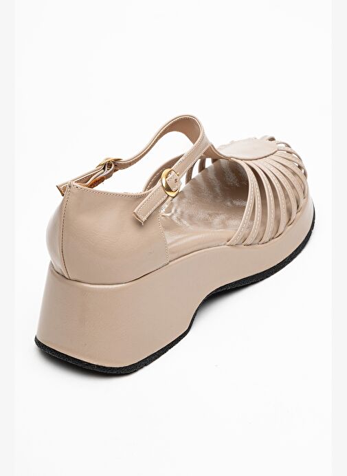 ANIEL Bej Kadın Dolgu Topuklu Sandalet - Görsel 6