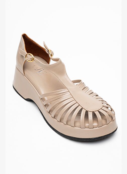 ANIEL Bej Kadın Dolgu Topuklu Sandalet - Görsel 4