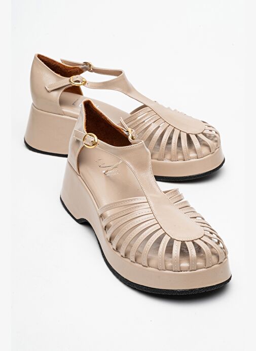 ANIEL Bej Kadın Dolgu Topuklu Sandalet - Görsel 2