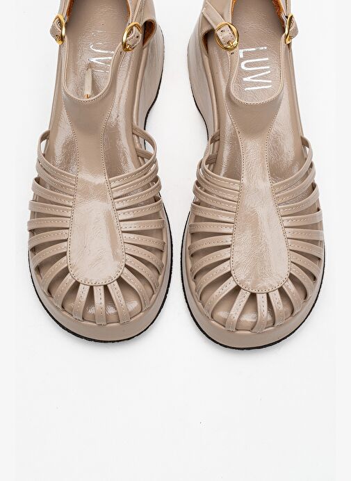 ANIEL Bej Kadın Dolgu Topuklu Sandalet - Görsel 3
