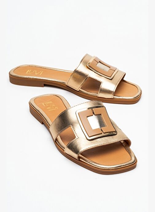 Luvi Shoes Luvi Shoes MİLLİE Altın Hakiki Deri Tokalı Kadın Terlik Boyner'de! Altın - 2. görsel