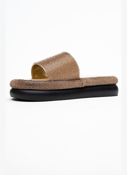 Luvi Shoes Luvi Shoes OESTE Altın Taşlı Tek Bantlı Kalın Tabanlı Kadın Terlik Boyner'de! Altın - 5. görsel