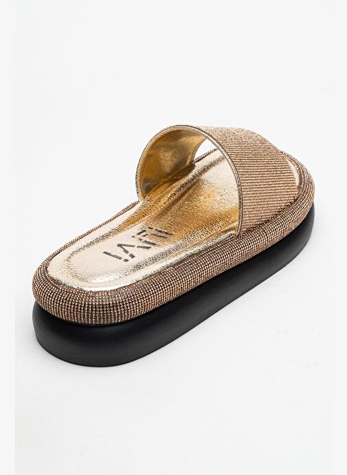 Luvi Shoes Luvi Shoes OESTE Altın Taşlı Tek Bantlı Kalın Tabanlı Kadın Terlik Boyner'de! Altın - 6. görsel