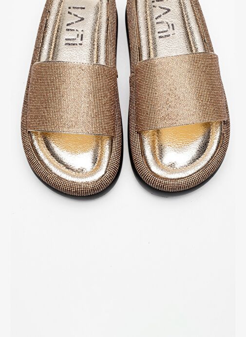 Luvi Shoes Luvi Shoes OESTE Altın Taşlı Tek Bantlı Kalın Tabanlı Kadın Terlik Boyner'de! Altın - 3. görsel