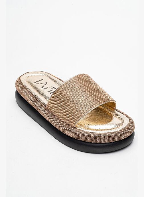 Luvi Shoes Luvi Shoes OESTE Altın Taşlı Tek Bantlı Kalın Tabanlı Kadın Terlik Boyner'de! Altın - 4. görsel