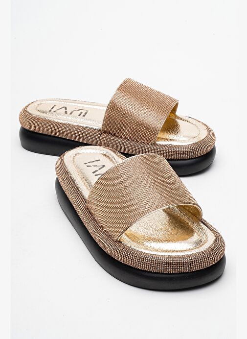 Luvi Shoes Luvi Shoes OESTE Altın Taşlı Tek Bantlı Kalın Tabanlı Kadın Terlik Boyner'de! Altın - 2. görsel