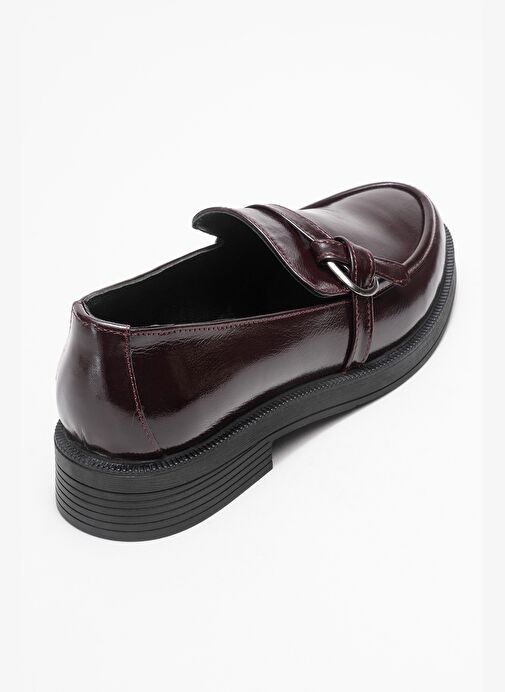 GALEA Bordo Rugan Tokalı Hakiki Deri Kadın Loafer Ayakkabı - Görsel 6