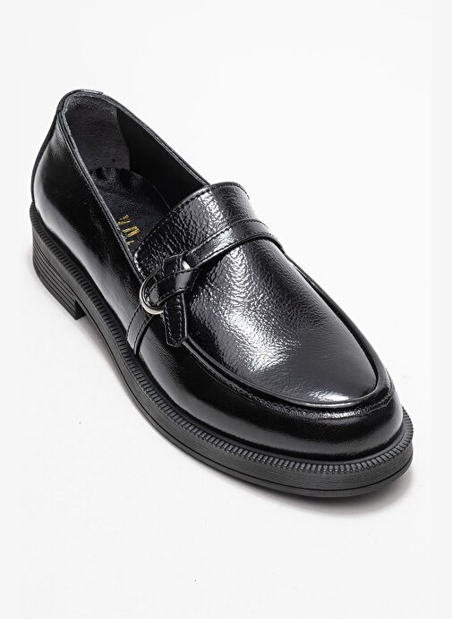 GALEA Siyah Rugan Tokalı Hakiki Deri Kadın Loafer Ayakkabı - Görsel 4