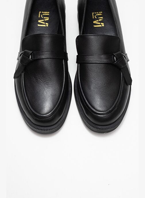 GALEA Siyah Cilt Tokalı Hakiki Deri Kadın Loafer Ayakkabı - Görsel 3