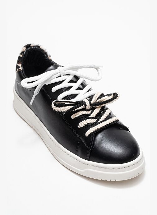 WARRON Siyah Desenli Hakiki Deri Kadın Sneakers - Görsel 4