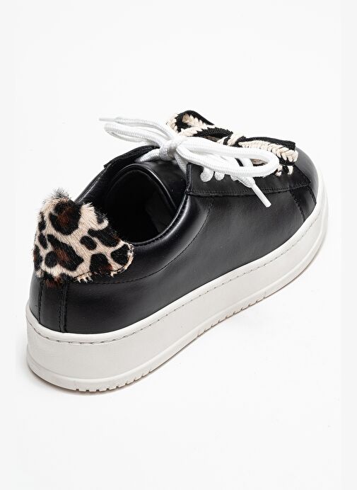 WARRON Siyah Desenli Hakiki Deri Kadın Sneakers - Görsel 6