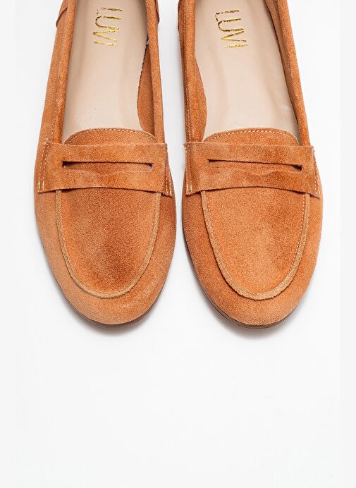 F02 Bal Köpüğü Süet Hakiki Deri Kadın Loafer Ayakkabı - Görsel 3