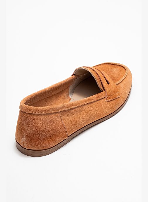 F02 Bal Köpüğü Süet Hakiki Deri Kadın Loafer Ayakkabı - Görsel 6