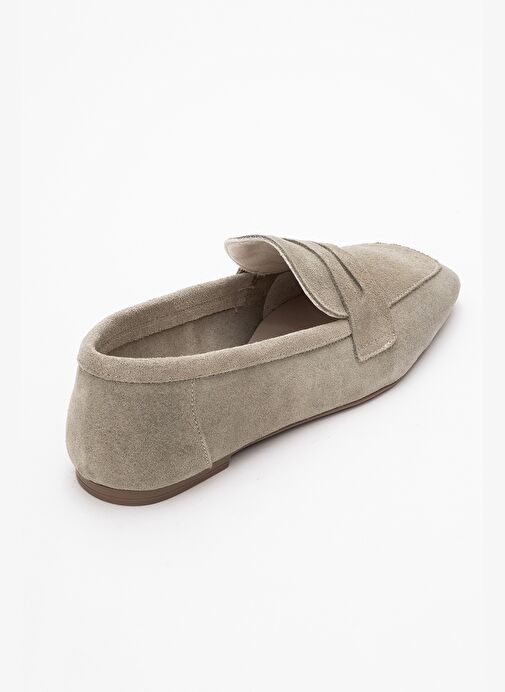 RUBRA Bej Süet Hakiki Deri Kadın Loafer Ayakkabı - Görsel 5