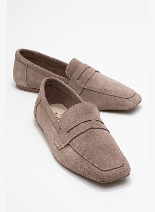 RUBRA Vizon Süet Hakiki Deri Kadın Loafer Ayakkabı - Görsel 2