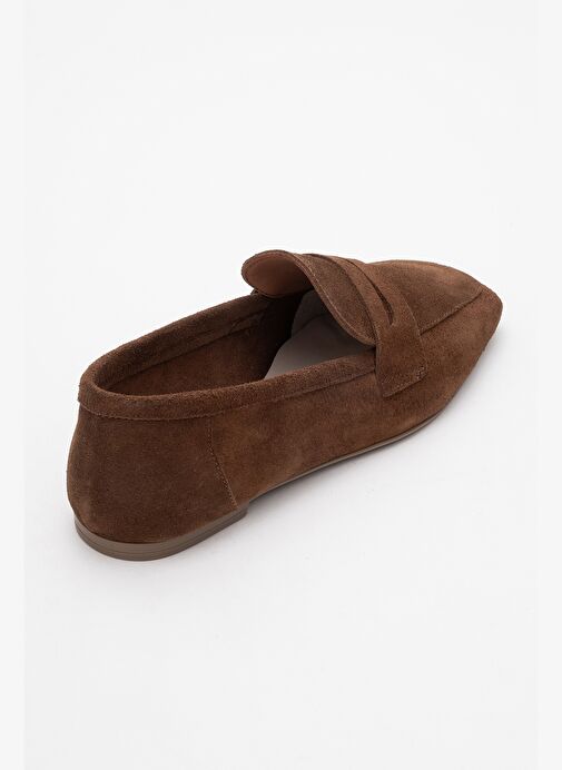 RUBRA Kahverengi Süet Hakiki Deri Kadın Loafer Ayakkabı - Görsel 6