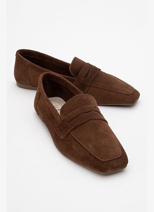 RUBRA Kahverengi Süet Hakiki Deri Kadın Loafer Ayakkabı - Görsel 2