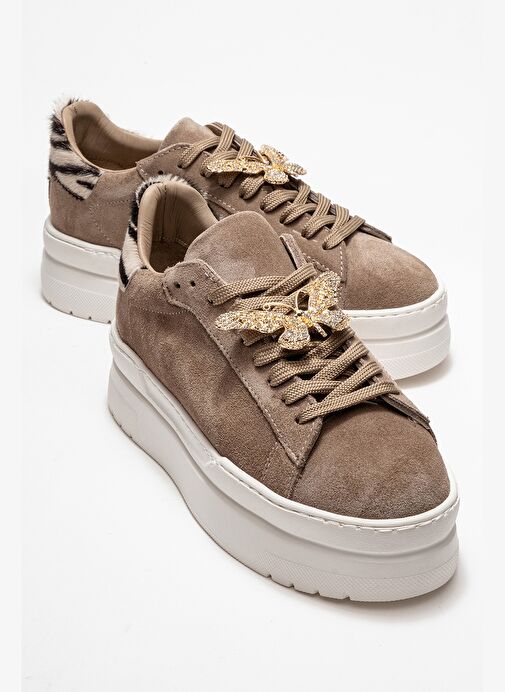 ANDA Vizon Süet Hakiki Deri Tokalı Kadın Günlük Spor Ayakkabı - Görsel 2
