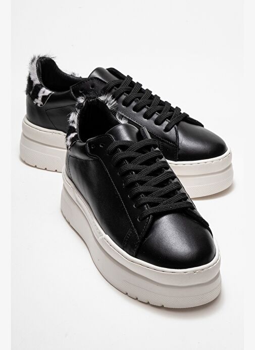 ANABEL Siyah Cilt Hakiki Deri Kadın Günlük Spor Ayakkabı - Görsel 2