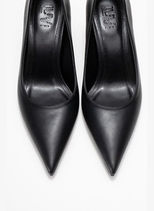 MARCUS Siyah Cilt Kadın Topuklu Ayakkabı - Görsel 3