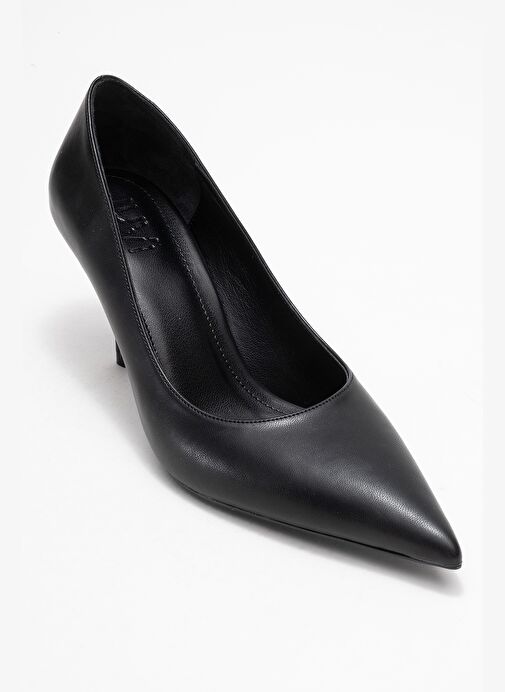 MARCUS Siyah Cilt Kadın Topuklu Ayakkabı - Görsel 4